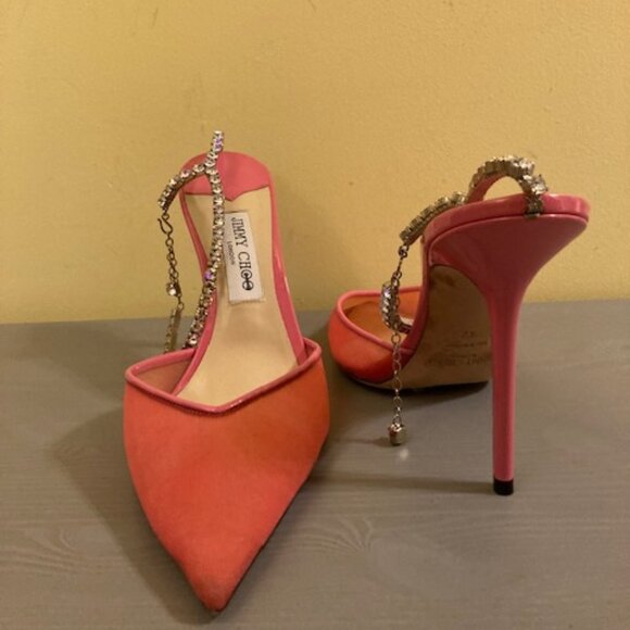 Jimmy Choo pink patent and mesh rhinestone pumps, size 42 - Picture 2 of 3